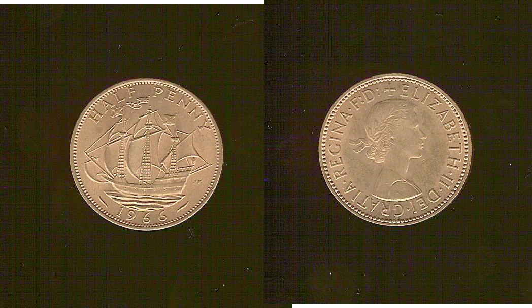 ROYAUME-UNI 1/2 Penny Elizabeth II 1966 SPL+